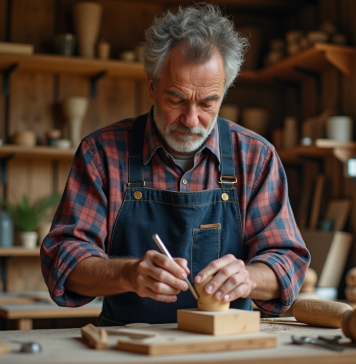 Artisanat : Quel métier rapporte le plus ? Artisan middleaged sculptant du bois dans son atelier