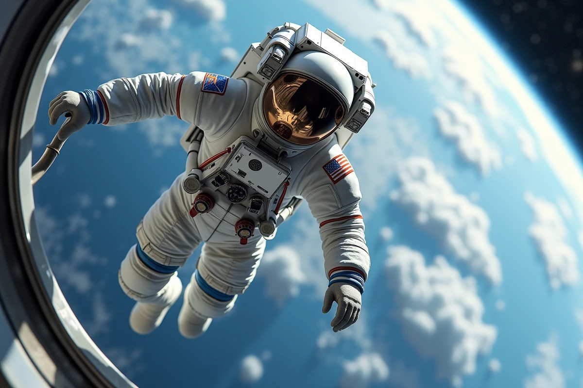 Astronaute flottant dans l'espace avec la Terre en arrière-plan