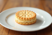 Base de biscuit croquant pour gateau sur assiette blanche