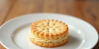 Base de biscuit croquant pour gateau sur assiette blanche
