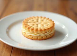 Base de biscuit croquant pour gateau sur assiette blanche