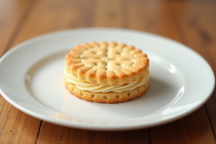 base-gateau-biscuit-blanc Base de biscuit croquant pour gateau sur assiette blanche