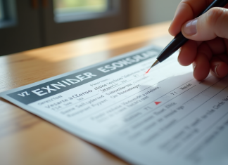 Certificat de carte grise posé sur une table en bois avec une main pointant la section V7