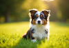Mini Australian Shepherd en plein air dans un parc ensoleille
