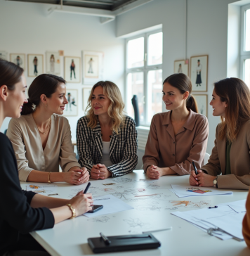 Expert mode : Qualités et compétences pour réussir dans l’industrie de la mode Groupe de professionnels de la mode en studio lumineux