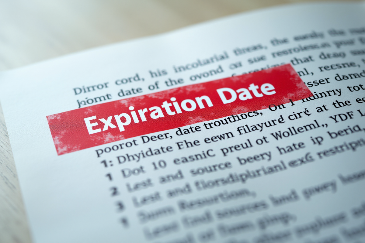 Feuille de code source avec mention expiration en rouge en gros