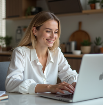 Mon compte LCL et la gestion en ligne de ses opérations bancaires au quotidien Jeune femme utilisant un ordinateur portable pour ses finances