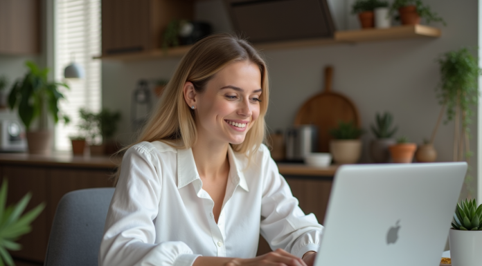 Mon compte LCL et la gestion en ligne de ses opérations bancaires au quotidien Jeune femme utilisant un ordinateur portable pour ses finances