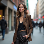 Devenir une icône de la mode : conseils et astuces pour se démarquer ! Femme confiante en ville portant un blazer à motifs