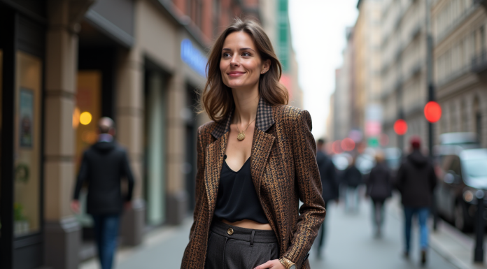 Devenir une icône de la mode : conseils et astuces pour se démarquer ! Femme confiante en ville portant un blazer à motifs