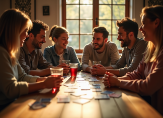 Comment maîtriser le jeu du président : astuces et stratégies Groupe d'amis jouant aux cartes autour d'une table ensoleillée