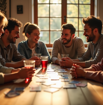 Comment maîtriser le jeu du président : astuces et stratégies Groupe d'amis jouant aux cartes autour d'une table ensoleillée