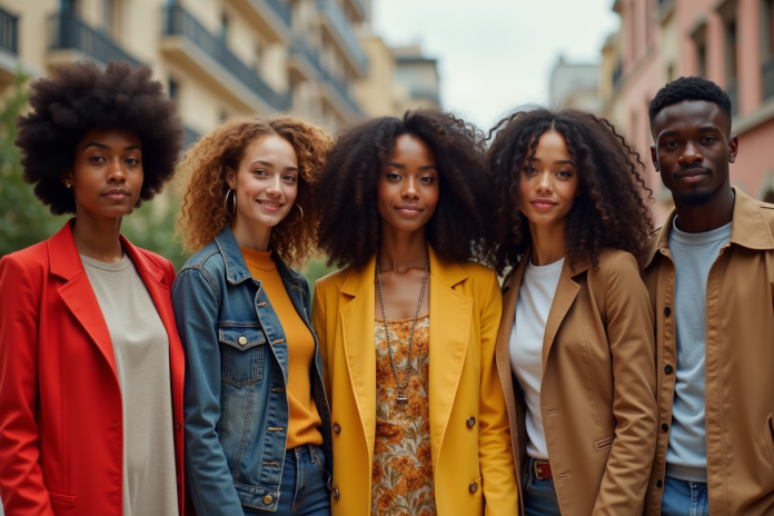 Groupe diversifié de personnes confiantes en milieu urbain