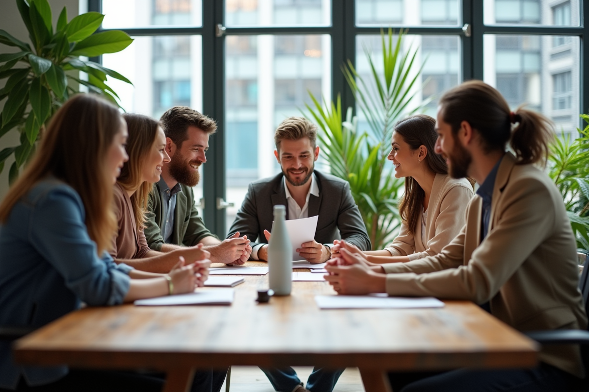 Groupe de professionnels durables en réunion moderne