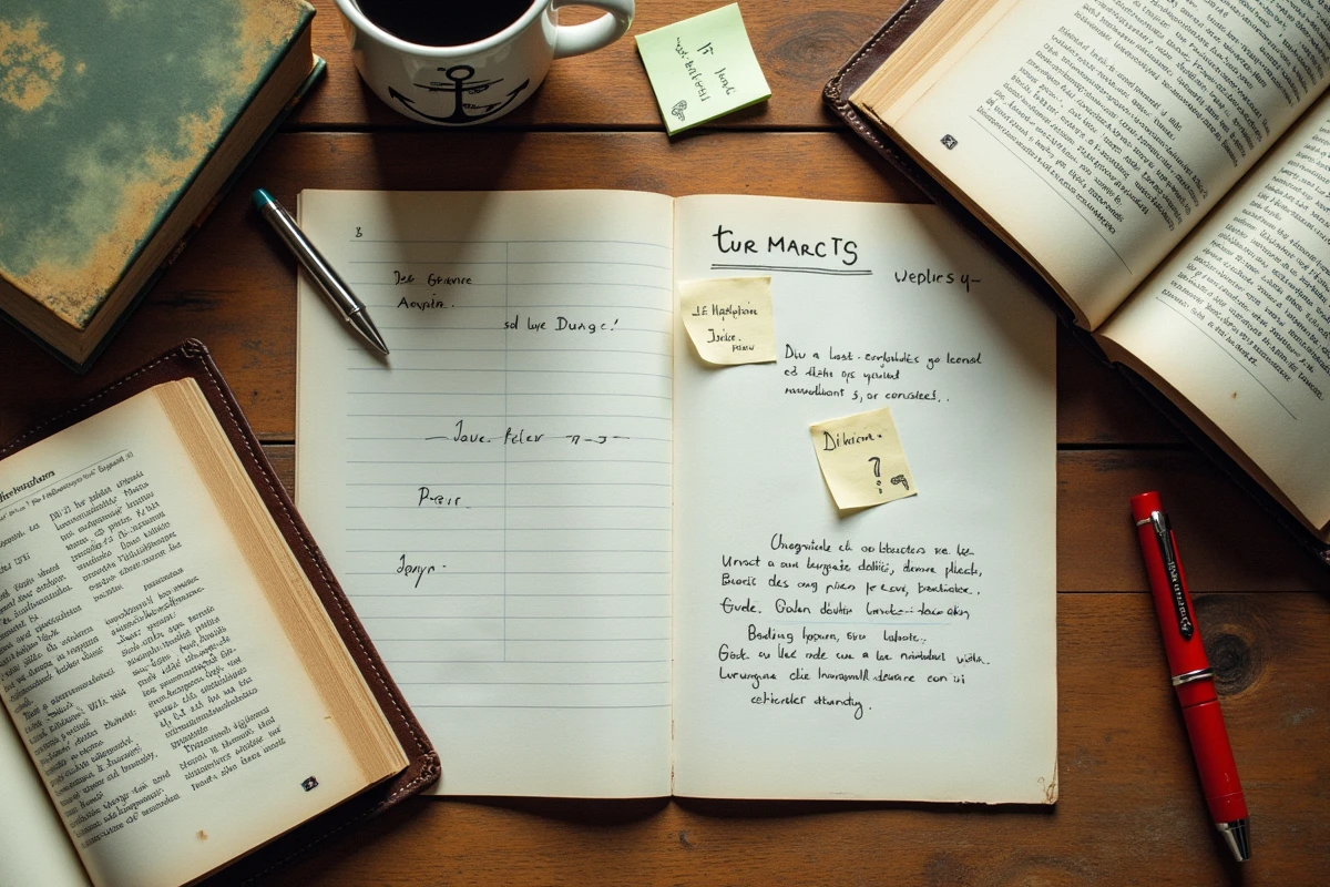 Guide de lecture et récapitulatif du scan One Piece 1155 posés sur un bureau avec notes manuscrites en français