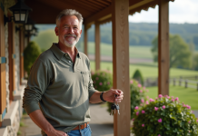 Résidence secondaire ou bien vacant : différences à connaître pour l’achat Homme d'âge moyen souriant avec clés devant maison campagne