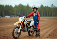 Les meilleures motos 150 cc pour débuter en motocross Jeune garçon de motocross souriant près de sa moto