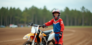 Les meilleures motos 150 cc pour débuter en motocross Jeune garçon de motocross souriant près de sa moto