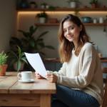 Logement PLS : définition et avantages de la location à prix libre Jeune femme lisant des documents dans un salon chaleureux