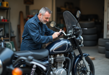 Quels facteurs influencent le prix d’une moto de 125 cm³ ? Mécanicien homme inspectant un moteur de moto 125cc en atelier urbain