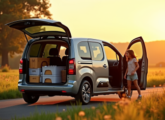 Les avantages de la Peugeot Partner Tepee automatique Voiture Peugeot Partner Tepee au lever du soleil en campagne