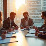 Groupe de professionnels discutant de la convention collective n° 51