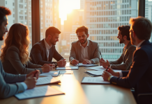 Groupe de professionnels discutant de la convention collective n° 51