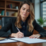 Droit de propriété : quelles sont ses implications juridiques ? Femme d'affaires signant un contrat immobilier dans un bureau moderne