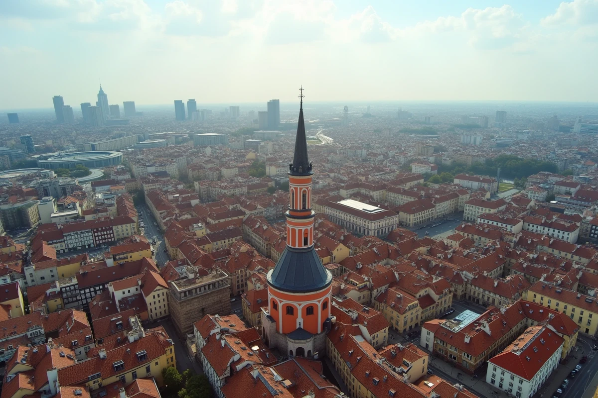 Vue aérienne d'une grande ville française révélant le contraste entre vieux centre historique et expansion urbaine contemporaine